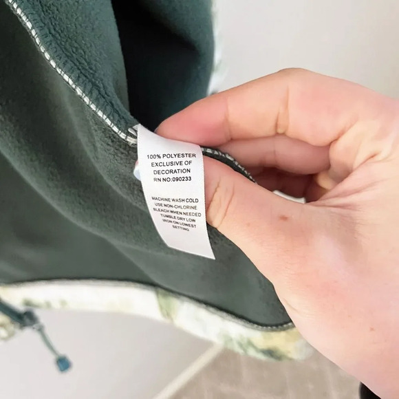 Pacsun Mens Green White Full Zip Jacket Medium Scenic Polar Fleece Forest Trees - Picture 13 of 13